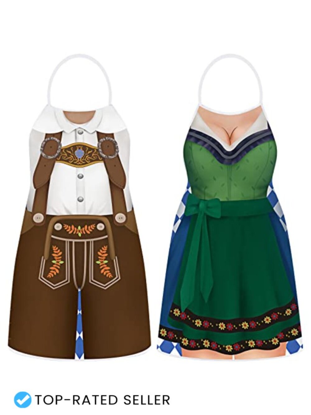 2 Pc Oktoberfest Apron Set German Couples Polyester Adjustable Kitchen BBQ Party